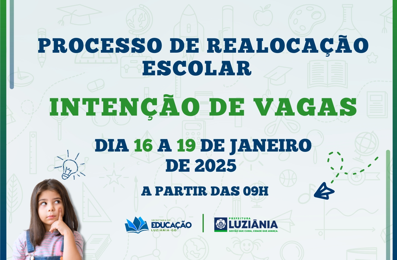 Realocação de Alunos da Rede Municipal de Educação de Luziânia para o Ano Letivo de 2025 – Intenção de vagas