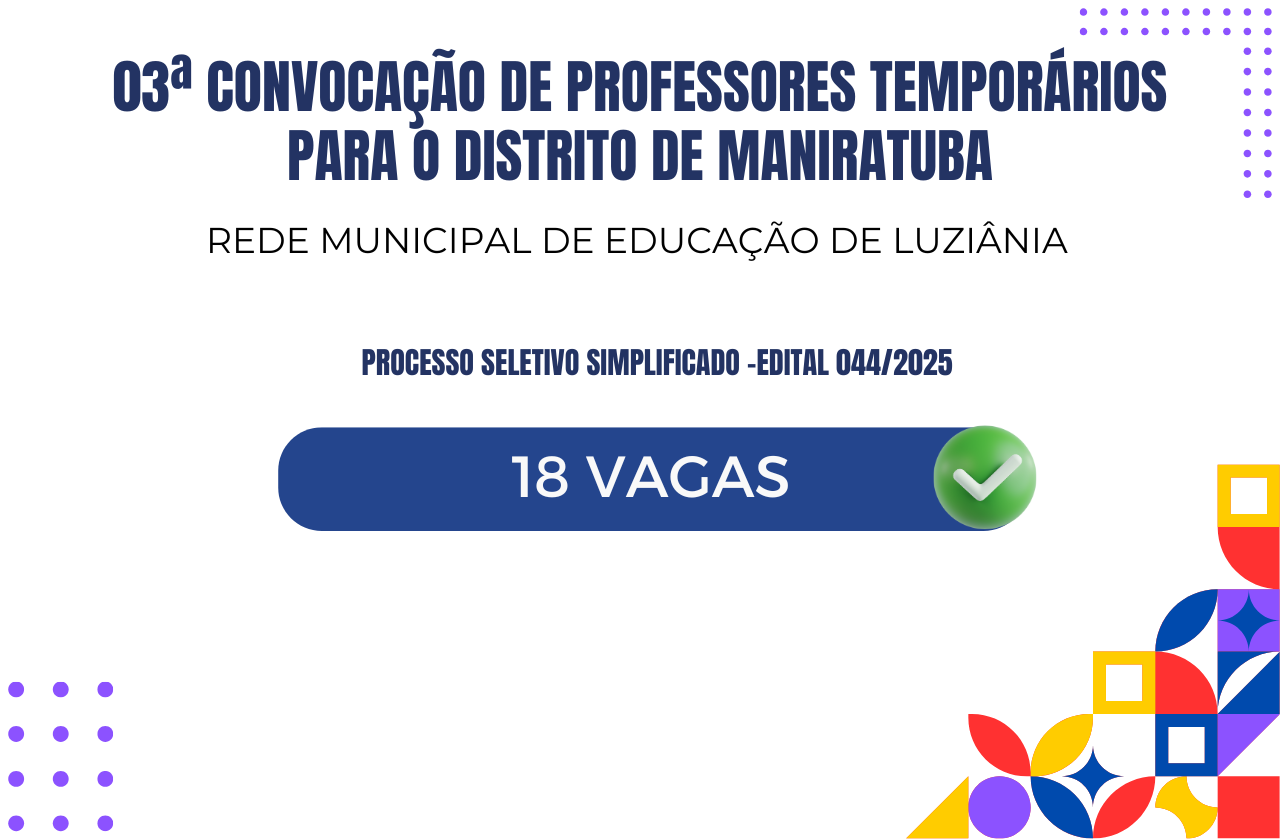 03ª Convocação de Professores temporários para o Distrito de Maniratuba