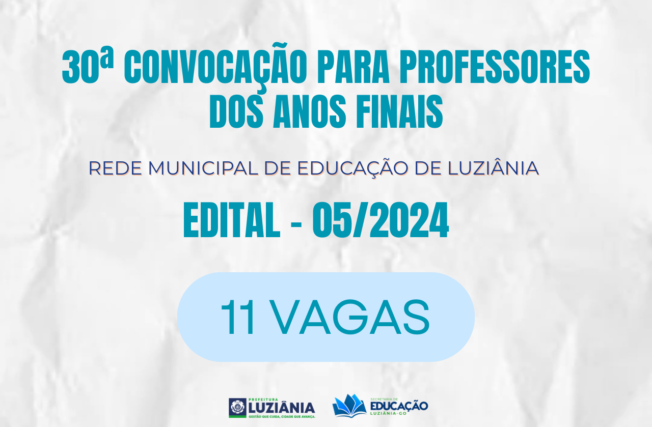 30º CONVOCAÇÃO PARA PROFESSORES DOS ANOS FINAIS