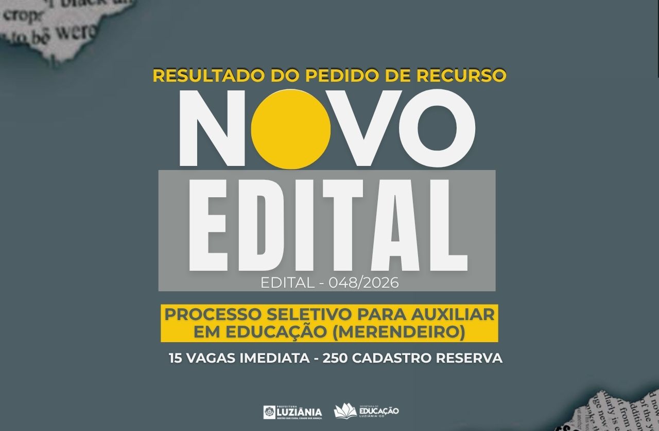 PROCESSO SELETIVO PARA AUXILIAR EM EDUCAÇÃO (MERENDEIRO) – 048/2026