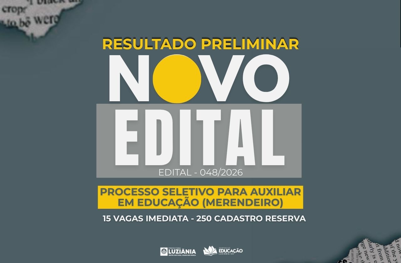 PROCESSO SELETIVO PARA AUXILIAR EM EDUCAÇÃO (MERENDEIRO) – 048/2026